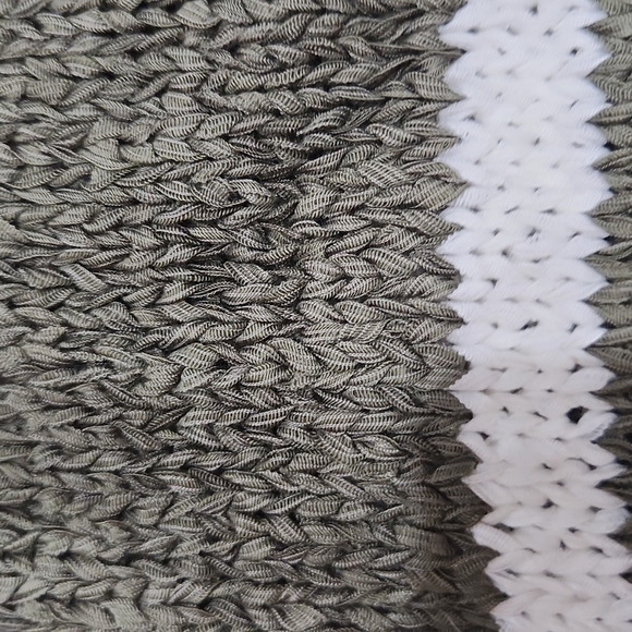 SHE +Sky oversized knit sweater women's size large olive with white stripes. NWT - Picture 2 of 5